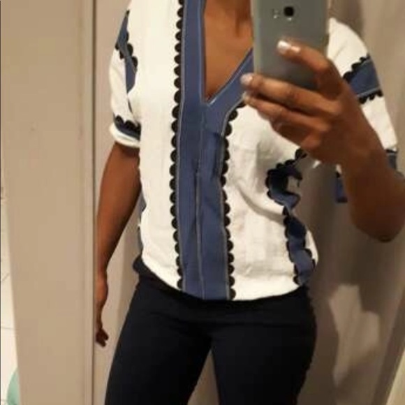 Striped V-Neck Blouson Top - Picture 10 of 10